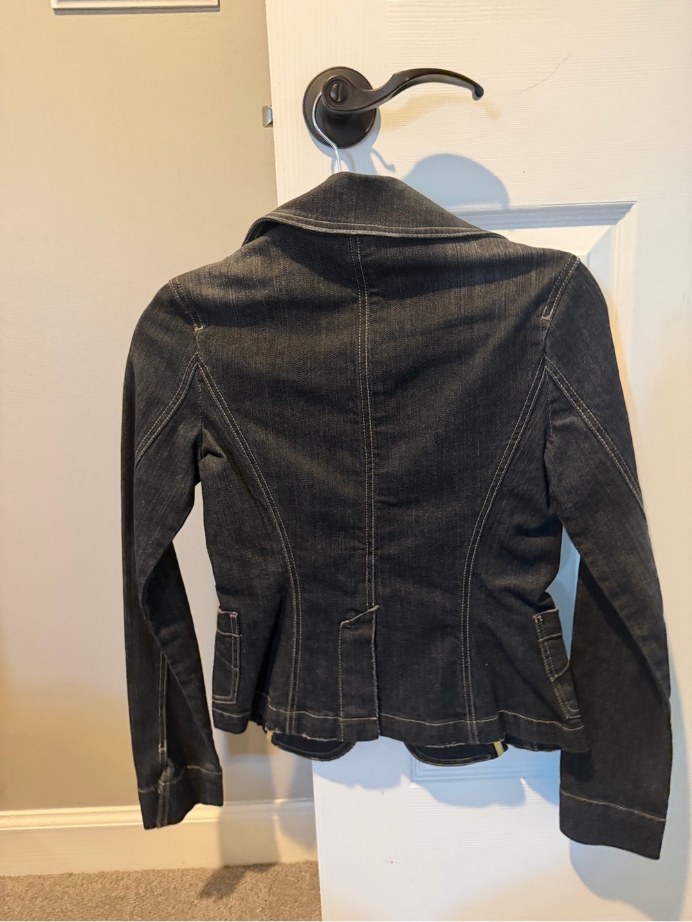 Womens Black Denim Blazer Jacket - Picture 2 of 2